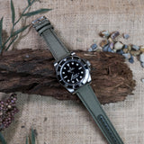 The Montay Sailcloth Canvas Watch Strap in Military Green