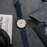 The Umberto Suede Leather Watch Strap in Blue