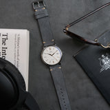 The Umberto Suede Leather Watch Strap in Grey