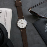 The Umberto Suede Leather Watch Strap in Dark Brown