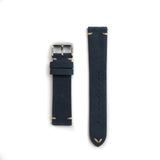 The Umberto Suede Leather Watch Strap in Blue