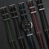 The Cella NATO Strap - Black with Khaki Stripe