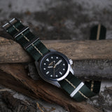 The Cella NATO Strap - Green with Khaki Stripe