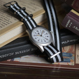 The Siena Striped NATO Strap - Black and White