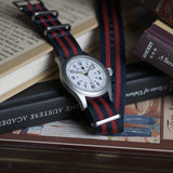 The Siena Striped NATO Strap - Navy and Red